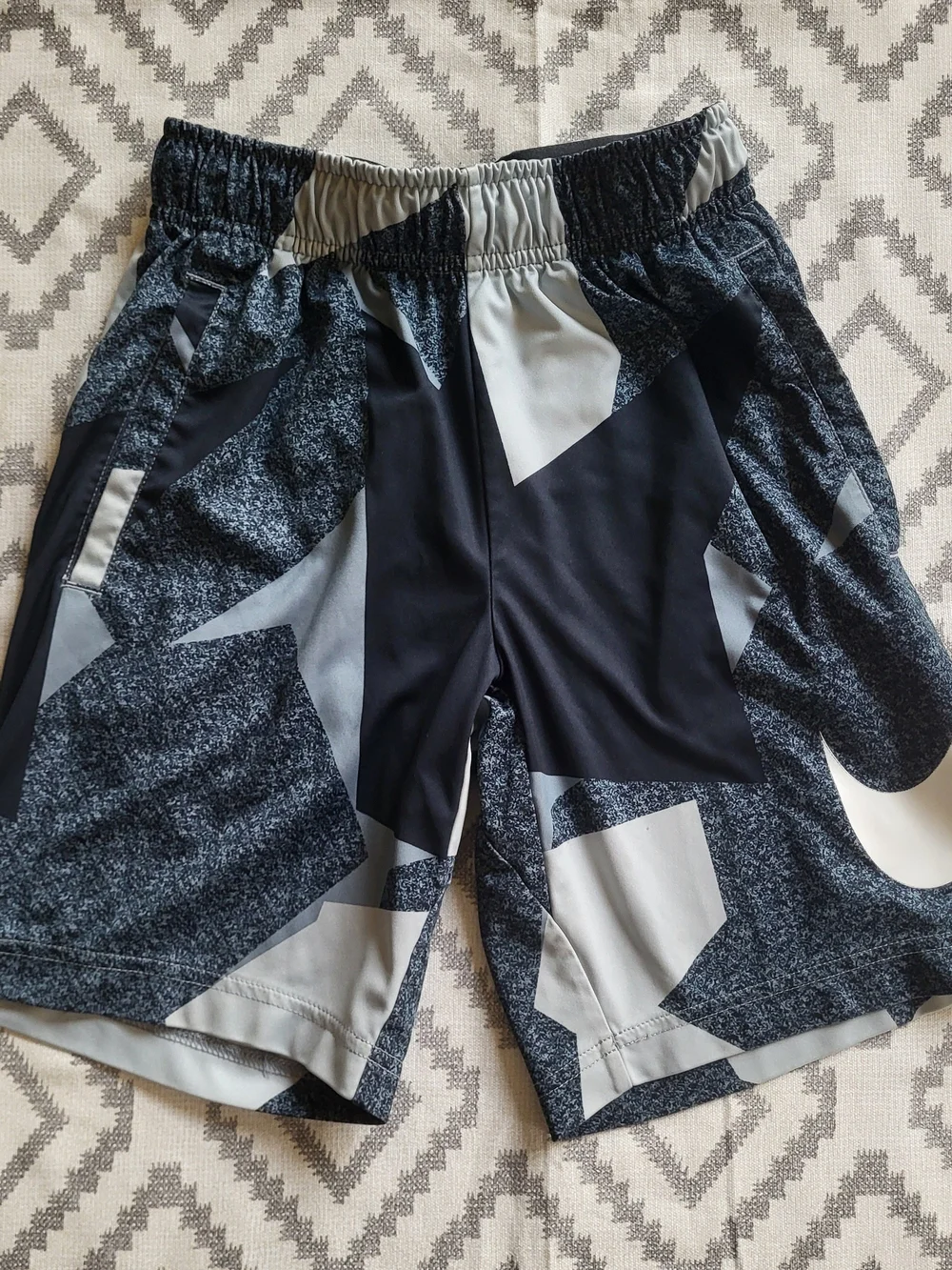 Nike Boys Black & Gray Geometric Athletic Shorts